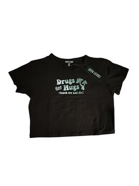 Dolls Kill Current Mood No Hugs Club Baby Tee - XXL